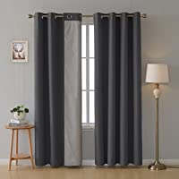Deconovo Cortinas Dormitorio Moderno para Ventanas de Habitación Juvenil con Ollados 2 Piezas 132x214cm Gris Oscuro